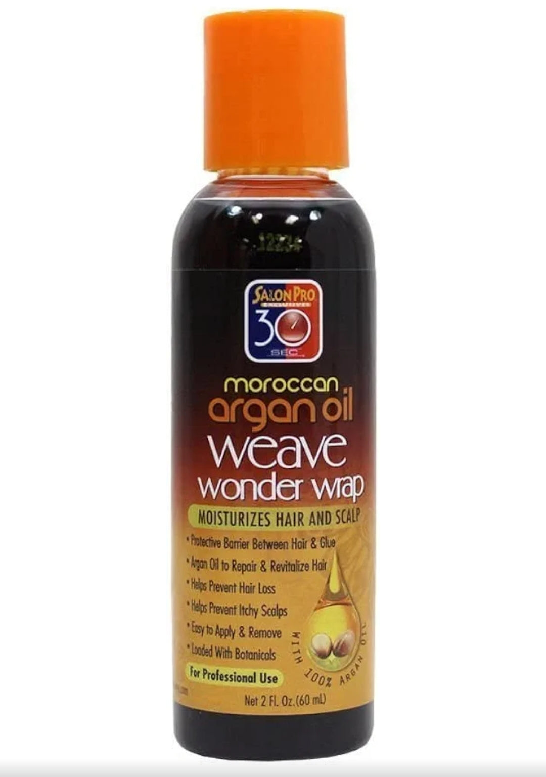 Salon pro 30sec.Moroccan Argan oil W.Wrap (Dark )20Z/60ML
