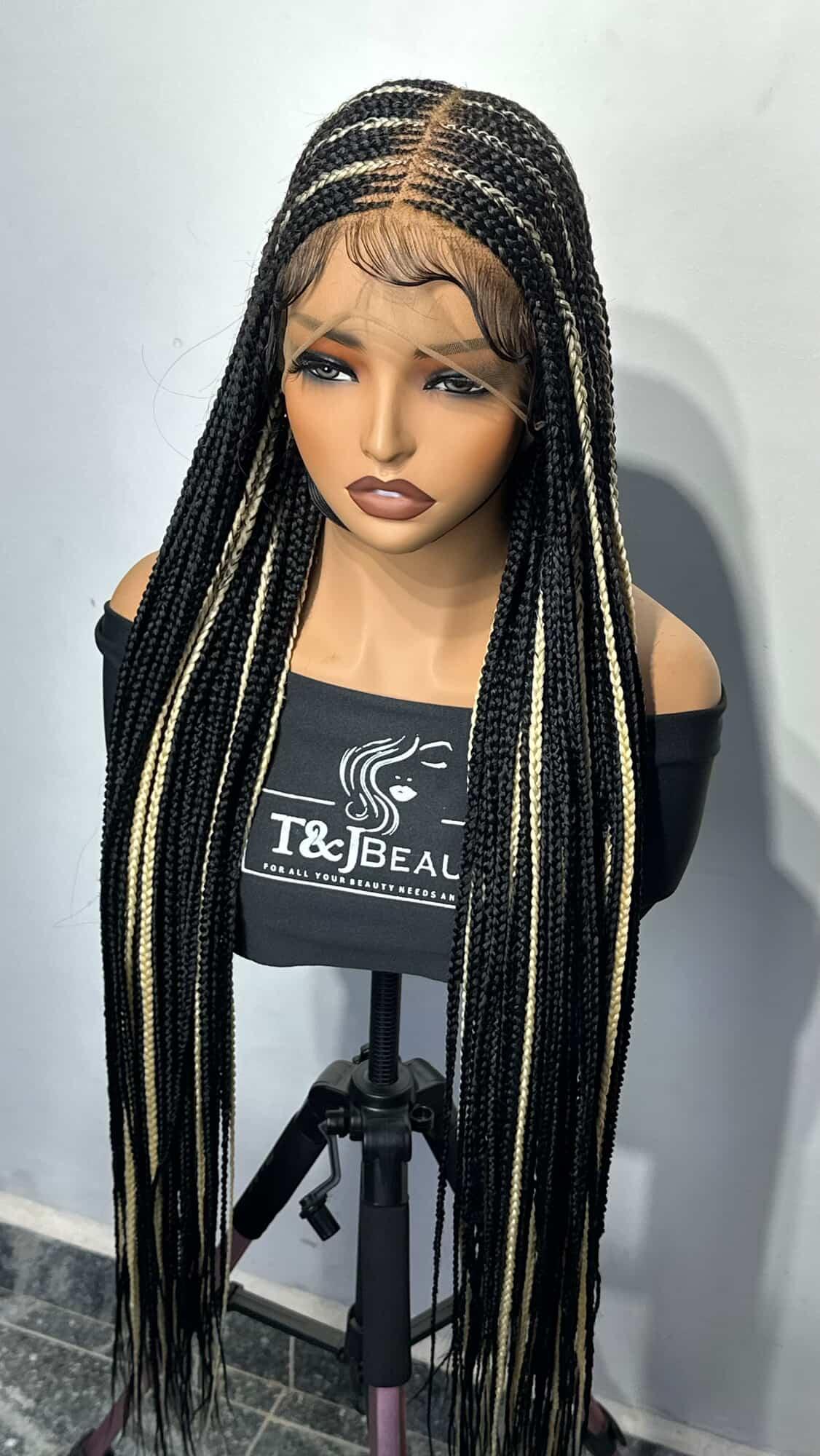 T&J Beauty Cornrow lace wig Kami 35"
