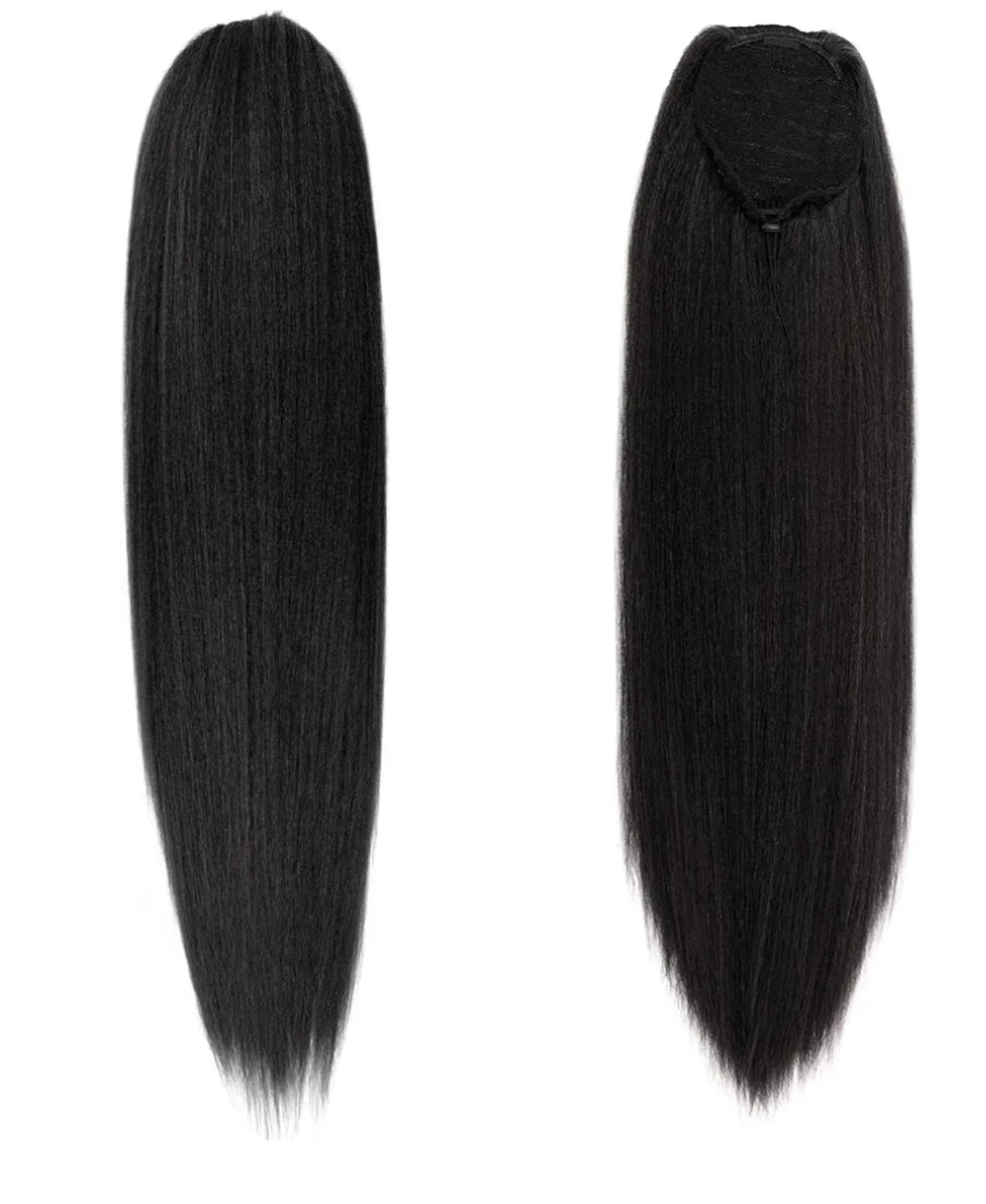 26 inch Black Ponytail Extension, Drawstring Ponytail