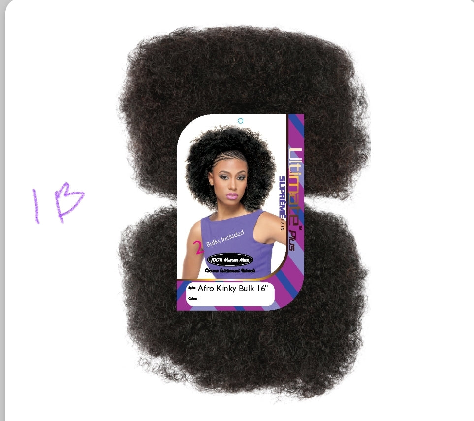 100% Human Hair AFRO KINKY BULK 16" (2 OZ)