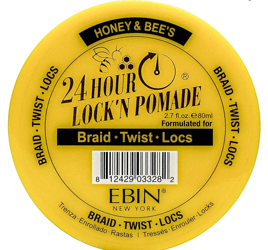 24 HOUR LOCK'N POMADE Braid Formula, Honey & Bee’s, 2.7 Oz