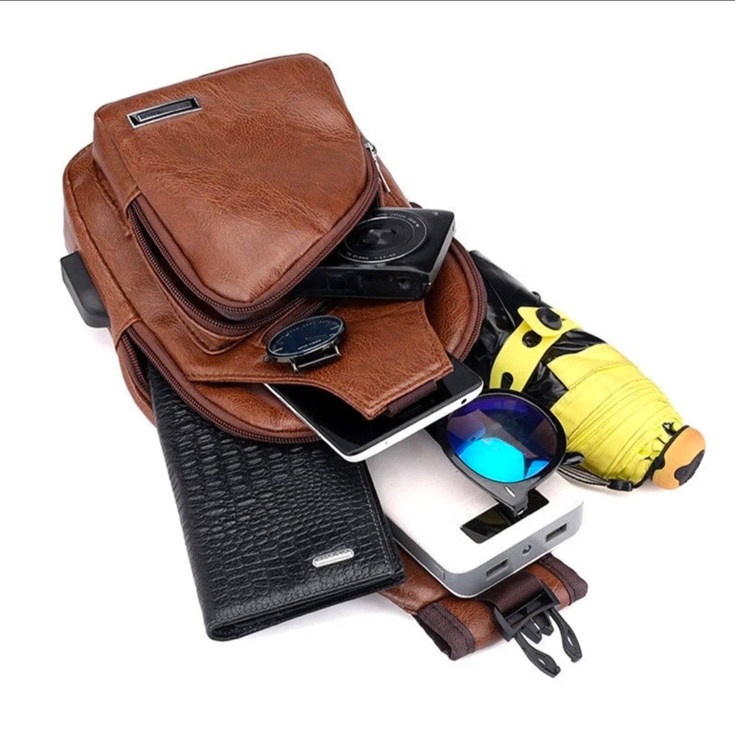Men UB Charging and earphone hooks crossbody bag